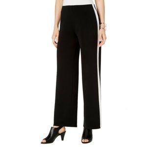 Alfani Womens Black Wide Leg Striped Pants M